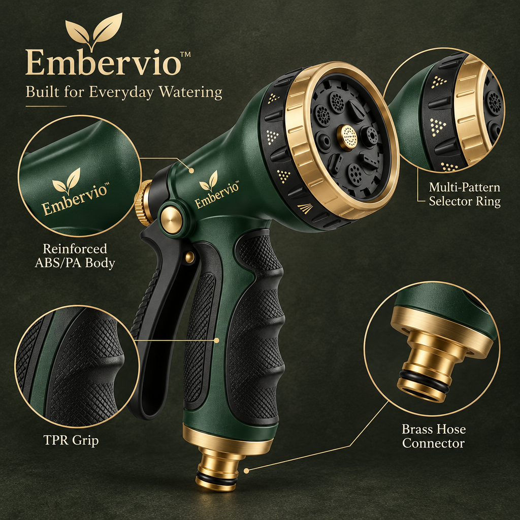 Embervio Adjustable Garden Hose Nozzle materials structure