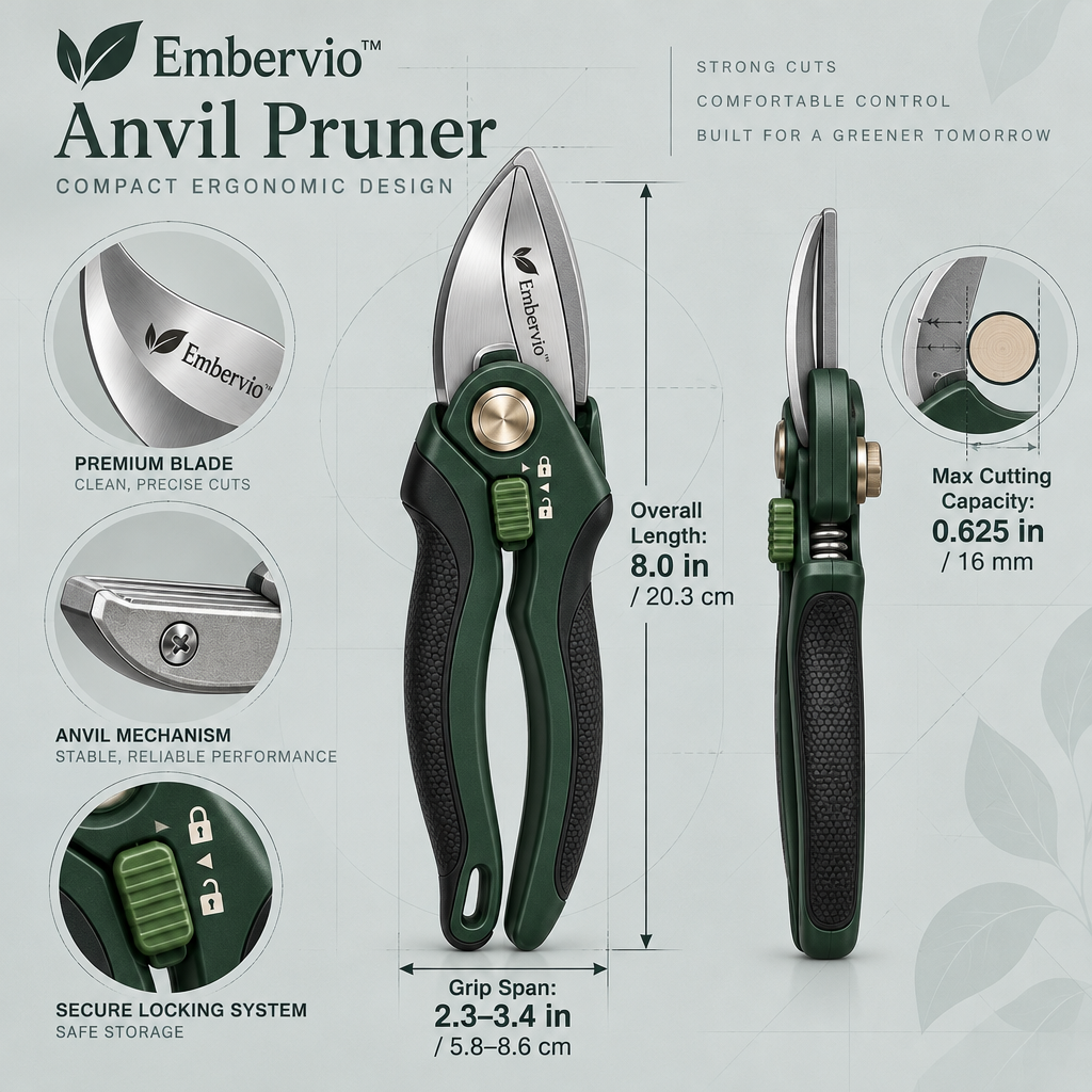Embervio Anvil Pruner dimensions