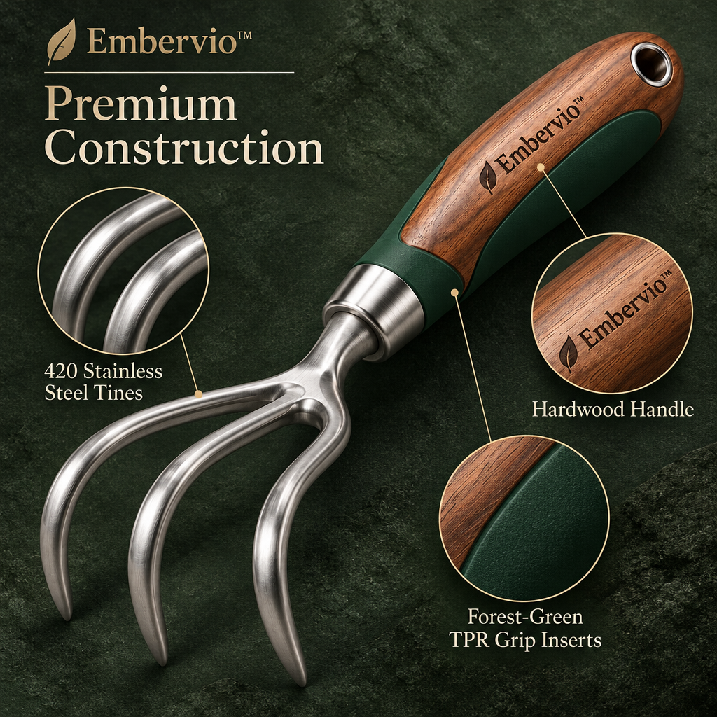 Embervio Hand Cultivator Fork materials structure
