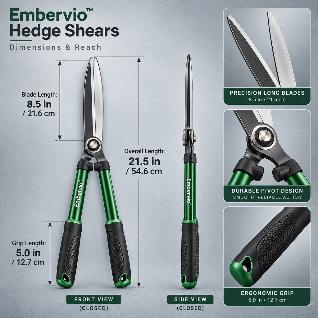 Embervio Hedge Shears dimensions