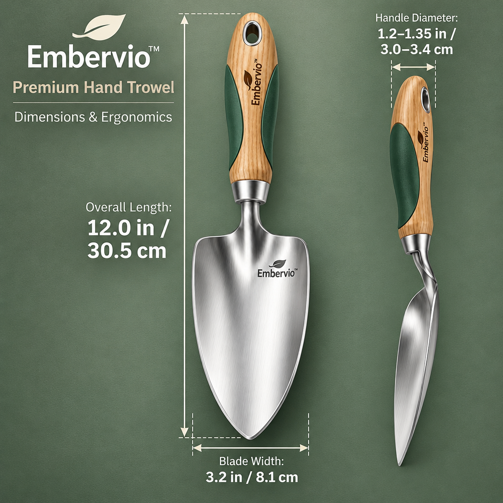 Embervio Premium Hand Trowel dimensions