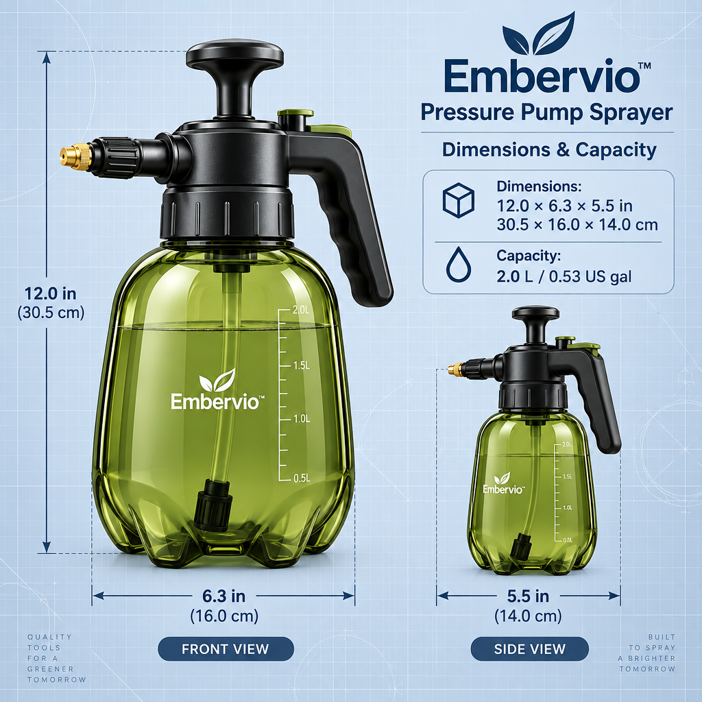 Embervio Pressure Pump Sprayer dimensions