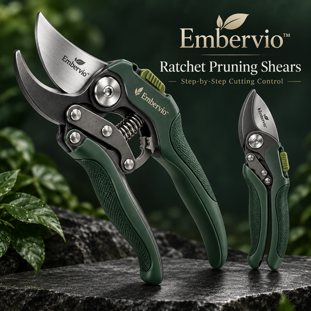 Embervio Ratchet Pruning Shears brand hero