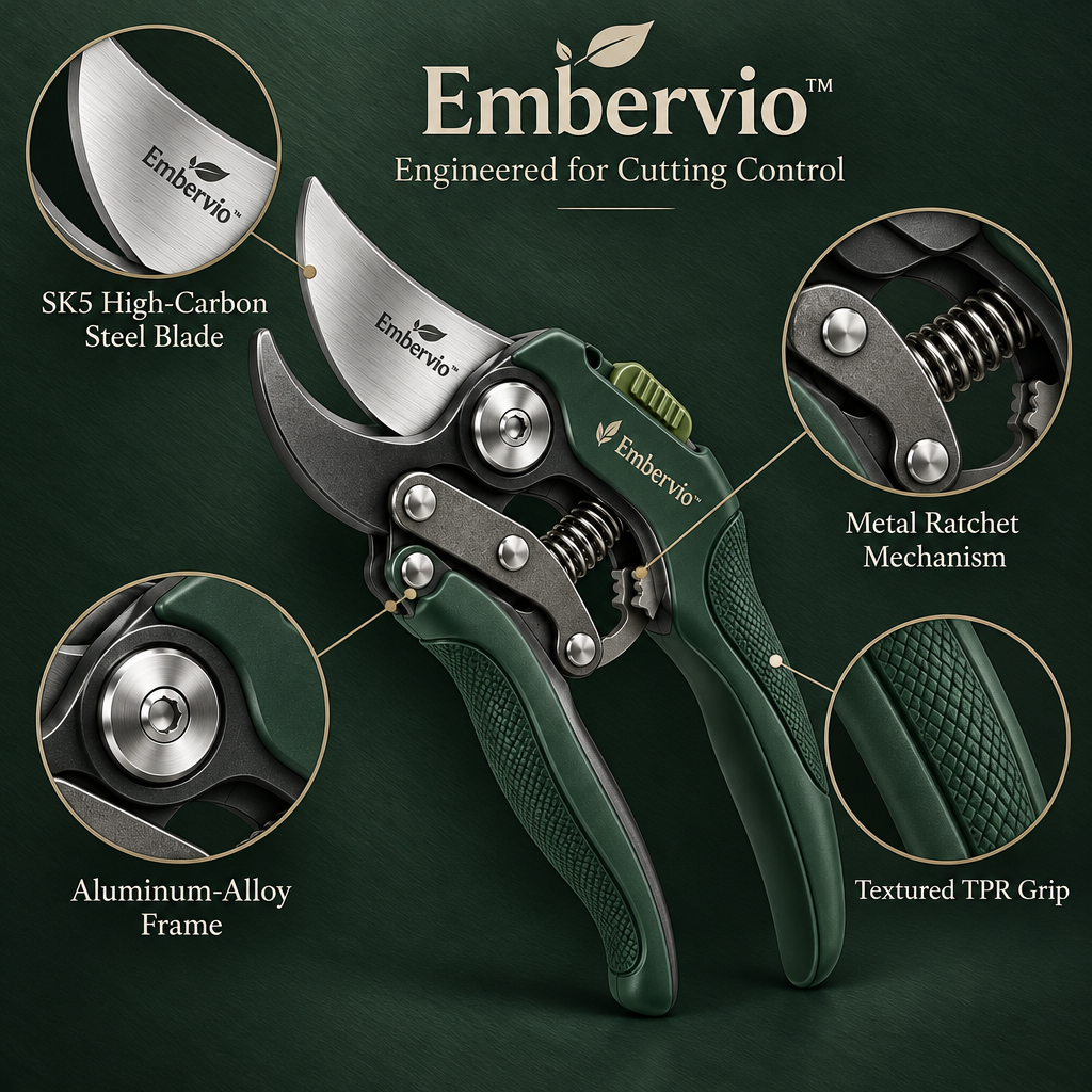 Embervio Ratchet Pruning Shears materials structure