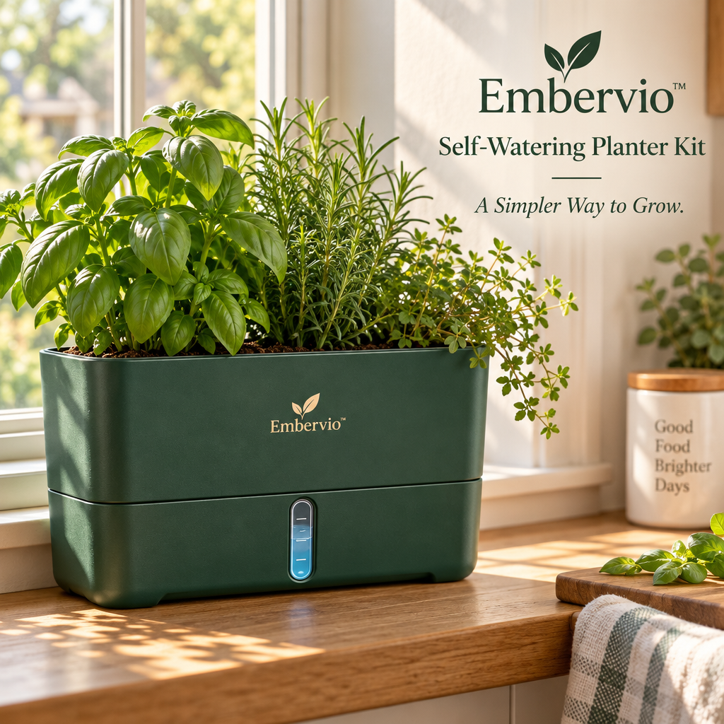 Embervio Self-Watering Planter Kit lifestyle
