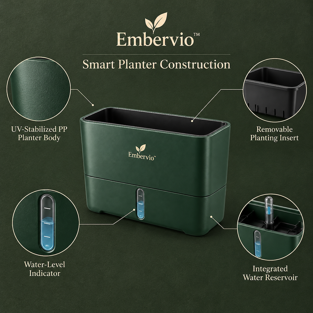 Embervio Self-Watering Planter Kit materials structure